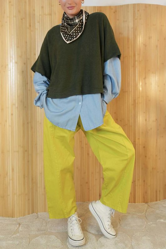 Gaberdine Barrel Pant Olive **